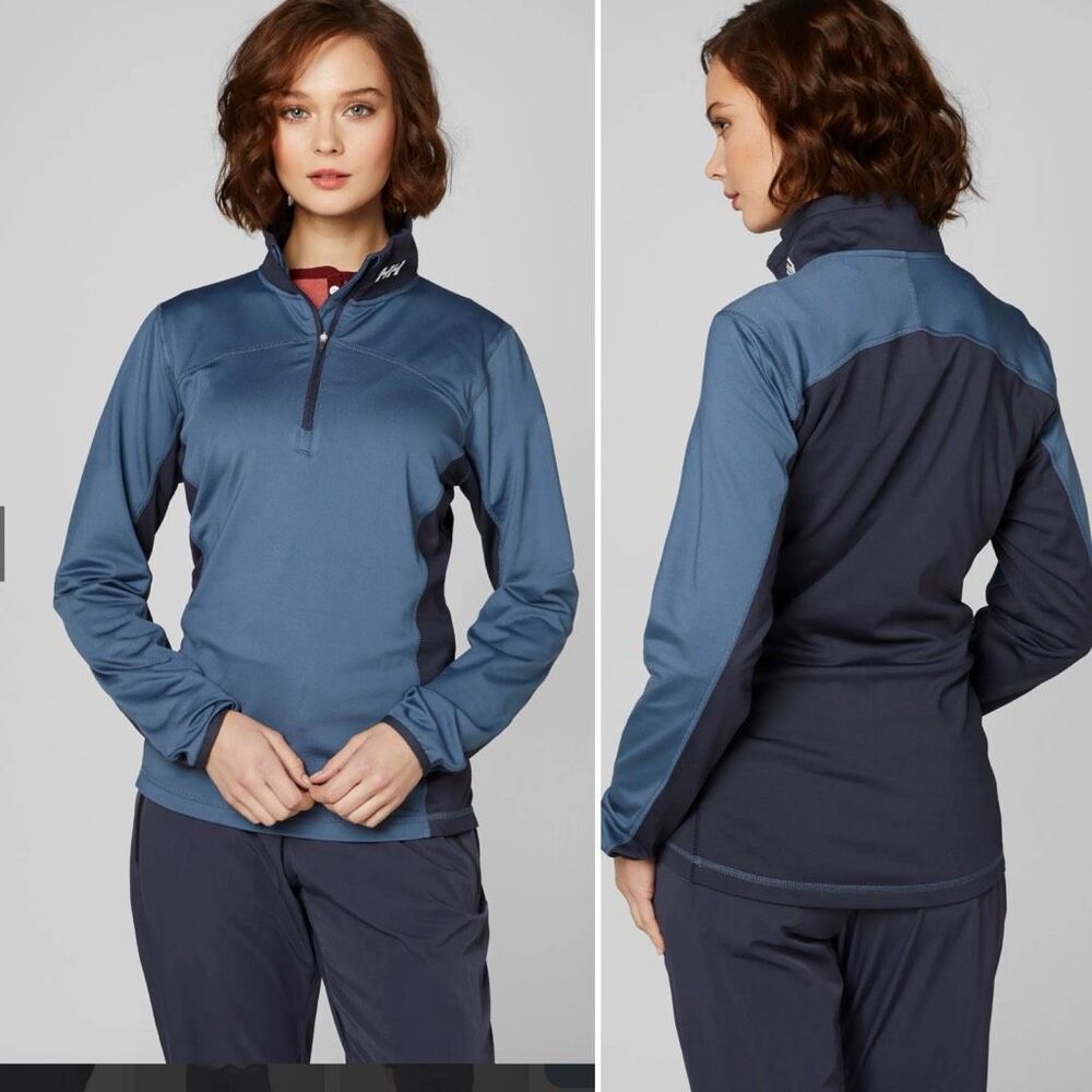 HELLY HANSEN Graphite Blue Phantom 2.0 Womens Half Zip Pullover Sweater-L